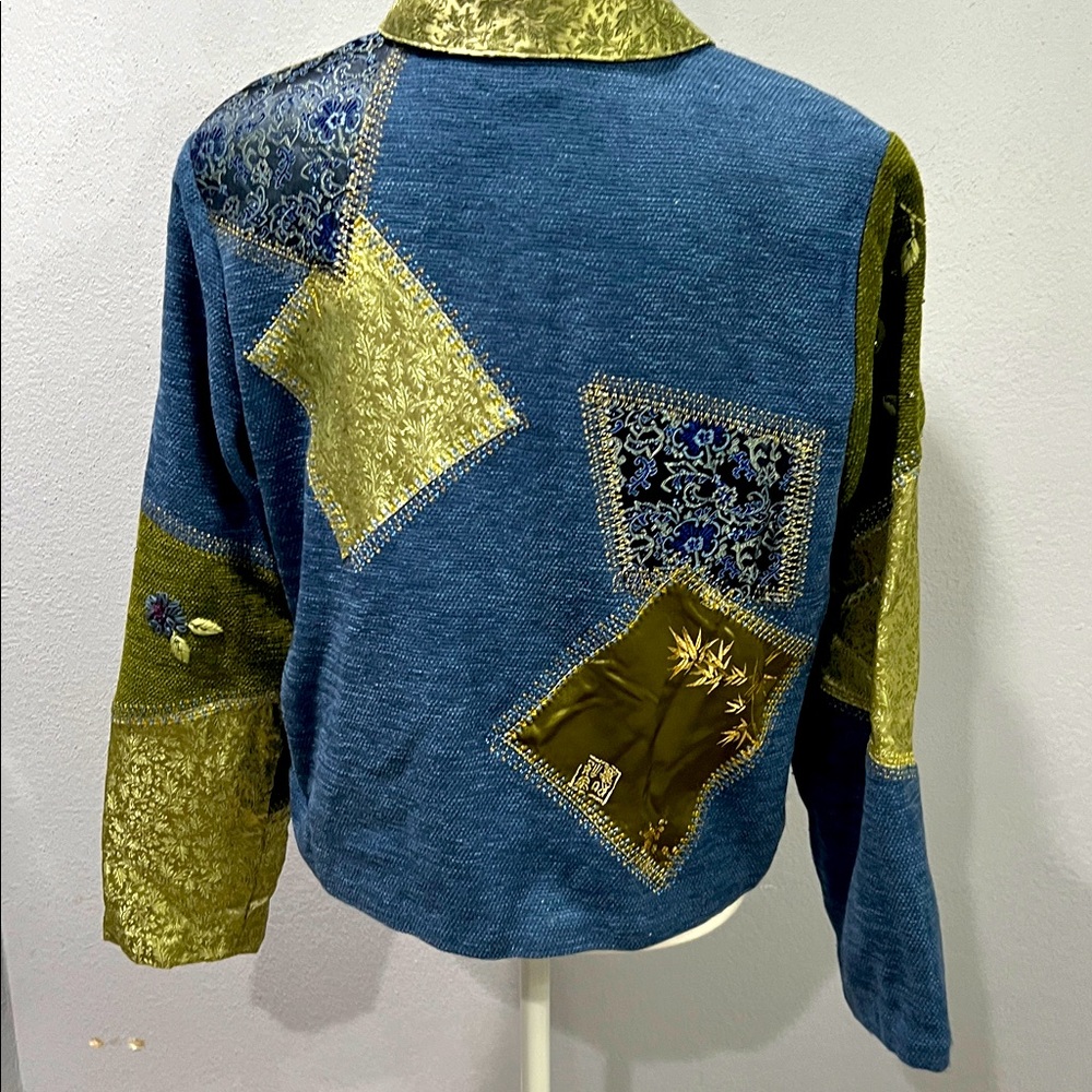 NAPA VALLEY Petites Woman’s Vintage Embroidered Blue Patchwork Jacket Size M - Picture 2 of 7